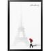 Latitude Run® 'Paris Au Revoir Eiffel Tower Red Umbrella' Framed Print Paper in Black/White | 38.5 H x 26.5 W x 1 D in | Wayfair LDER6975 43107237