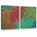 Winston Porter Oak Leaves 2 Piece Graphic Art on Wrapped Canvas Set Canvas in Brown/Green/Red | 18 H x 28 W x 2 D in | Wayfair LNPK1563 34469909