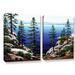 Loon Peak® Across Lake Tahoe 2 Piece Painting Print on Wrapped Canvas Set Metal in Blue/Brown/Green | 32 H x 48 W x 2 D in | Wayfair