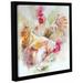 Latitude Run® Chickens 4 A Framed Painting Print Canvas in Brown/Green/Red | 14 H x 14 W x 2 D in | Wayfair LTRN6359 30804936