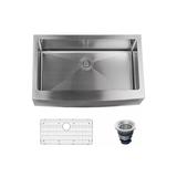 Miseno Stainless Steel 33" L x 21" W Farmhouse Kitchen Sink w/ Apron Front Stainless Steel in Gray | 10 H x 32.875 W x 20.75 D in | Wayfair