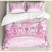 Ambesonne Childhood Theme Heart Shaped Princess Crown on Radial Backdrop Girls Room Duvet Cover Set Microfiber in Pink/Yellow | King | Wayfair