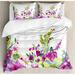 Ambesonne Watercolor Flower House Hybrid Garden Floret Composition w/ Heathers & Stocks Art Duvet Cover Set Microfiber in Green/Pink/Yellow | Wayfair