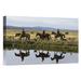 East Urban Home Oregon 'Cowboys & A Cowgirl Riding Horses Beside Pond' - Photograph Print on Canvas in Blue/Green | 16 H x 24 W x 1.5 D in | Wayfair