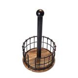 Pfaltzgraff Anvil Wire & Acacia Wood Paper Towel Holder, 13.25-Inch, Antique Black Wood/Metal in Black/Brown | Wayfair 5172948