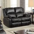 Red Barrel Studio® Swinford 60" Faux Leather Pillow Top Arm Reclining Loveseat Faux Leather in Black | 40 H x 60 W x 39 D in | Wayfair