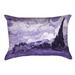 Red Barrel Studio® Morley Wheat Field w/ Cypresses Rectangle Lumbar Pillow Polyester/Polyfill blend in Indigo | 14 H x 20 W x 3 D in | Wayfair
