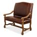 Sarreid Ltd Italian 44.5" Genuine Leather Recessed Arm Settee Genuine Leather in Brown | 47 H x 44.5 W x 32 D in | Wayfair 28671