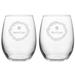 The Holiday Aisle® Santa & Mrs Claus Wreath 2 Piece 21 oz. Stemless Wine Glass Set Glass | 4.63 H x 3.75 W in | Wayfair THDA2735 42182356