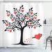 The Holiday Aisle® Valentines Day Love Themed Tree w/ Heart Romance Fruits Leaves Forest Couple Art Single Shower Curtain | 70 H x 69 W in | Wayfair