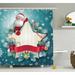 The Holiday Aisle® Christmas Santa Star Snowflake Shower Curtain + Hooks Polyester | 75 H x 69 W in | Wayfair THLA2017 39393971