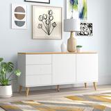 Ivy Bronx Axiom 63.77" Wide 3 Drawer Sideboard Wood in White | 31 H x 63.2 W x 17 D in | Wayfair CBFB02AC1362444ABF9A3FB084F74209