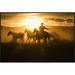 East Urban Home 'Cowboy w/ Lasso Herding Horses at Sunset' Framed Photographic Print on Canvas in White | 24 H x 36 W x 1.5 D in | Wayfair