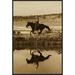 East Urban Home 'Cowboy Riding Horse Beside Pond w/ Two Dogs' Framed Photographic Print on Canvas in Brown | 30 H x 20 W x 1.5 D in | Wayfair