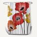 Winston Porter Poppies Floral Print Single Shower Curtain Polyester in Red/Blue/Brown | 74 H x 71 W in | Wayfair URBR8878 41571932