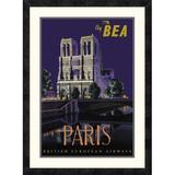 Global Gallery 'Fly BEA Paris' by Daphne Padden Framed Vintage Advertisement in Gray/Indigo | 30 H x 22 W x 1.5 D in | Wayfair DPF-382136-1624-119