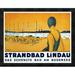 Global Gallery 'Strandbad Lindau' by Charles Metzger Framed Vintage Advertisement Paper in Blue | 18.68 H x 24 W x 1.5 D in | Wayfair