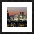 Global Gallery 'City Skyline, Shinjuku District, Tokyo, Japan' Framed Graphic Art Paper in Black/Orange | 20 H x 20 W x 1.5 D in | Wayfair