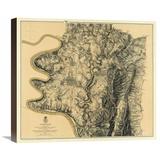 Global Gallery Civil War Map - Antietam, 1869 Graphic Art on Wrapped Canvas in Gray/Green | 19 H x 22 W x 1.5 D in | Wayfair GCS-295385-22-146