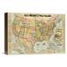 Global Gallery American Union Railroad Map Of The United States, 1871 by Haasis & Lubrecht Graphic Art on Wrapped Canvas in Blue/Pink | Wayfair