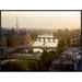 Global Gallery 'Bridges over the Seine River, Paris' by Michel Setboun Framed Photographic Print on Canvas in Black/Gray/Green | Wayfair