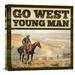 Global Gallery 'Western Go West Young Man' by BG.Studio Vintage Advertisement on Wrapped Canvas Canvas | 18 H x 18 W x 1.5 D in | Wayfair