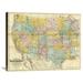 Global Gallery 'National Map of The Territory of The United States, 1868' Graphic Art Print on Wrapped Canvas in Blue/Yellow | Wayfair