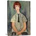 Global Gallery 'Young Girl In a Striped Shirt' by Amedeo Modigliani Painting Print on Wrapped Canvas in Black/Gray/Red | Wayfair GCS-265175-30-142