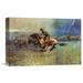 Global Gallery 'The Stampede' by Frederic Remington Painting Print on Wrapped Canvas in White | 24 H x 36 W x 1.5 D in | Wayfair