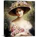 Global Gallery 'The Fancy Bonnet' by Emile Vernon Painting Print on Wrapped Canvas in Green/Pink/White | 22 H x 18.4 W x 1.5 D in | Wayfair