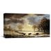 Global Gallery 'The Buffalo Trail, 1867' by Albert Bierstadt Painting Print on Wrapped Canvas in Blue/Brown | 12.1 H x 22 W x 1.5 D in | Wayfair