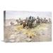 Global Gallery 'Cowboys' by Charles M. Russell Painting Print on Wrapped Canvas in Blue/Brown/Gray | 20.46 H x 30 W x 1.5 D in | Wayfair