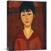 Global Gallery 'Head of a Young Girl' by Amedeo Modigliani Painting Print on Wrapped Canvas in Black/Brown/Red | 22 H x 16.95 W x 1.5 D in | Wayfair