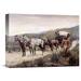 Global Gallery 'Halted Stagecoach' by Frederic Remington Painting Print on Wrapped Canvas in Brown/Gray/Green | 22.8 H x 30 W x 1.5 D in | Wayfair