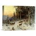Global Gallery 'Deer in Winter ed Landscape' by Arthur Julius Thiele Painting Print on Wrapped Canvas in Black/Brown/Green | Wayfair