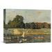 Global Gallery 'Regatta at Hampton Court' by Alfred Sisley Painting Print on Wrapped Canvas in Green | 12.16 H x 16 W x 1.5 D in | Wayfair