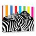 Ebern Designs Zebra Pop Graphic Art on Wrapped Canvas in Blue/Yellow | 18 H x 24 W x 2 D in | Wayfair VKGL5880 33264457