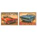 Stupell Industries Red & Blue Vintage Muscle Cars 2 Piece Painting Print Wall Plaque Set Canvas | 15 H x 10 W x 0.5 D in | Wayfair