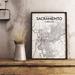 Williston Forge 'Sacramento City Map' Graphic Art Print Poster in Ink/White Paper in Gray | 24 H x 18 W x 0.05 D in | Wayfair WLFR5132 43628706