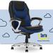 Serta at Home Serta Amplify Executive Office Chair w/ Padded Arms & Lumbar Support, Faux & Mesh Upholstered in Blue/Black | Wayfair 43673B