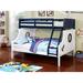 Zoomie Kids Elian Twin over Full Bunk Bed, Wood in Blue/Brown/White | 63 H x 58.13 W x 78.13 D in | Wayfair 4B666DD2D7E04A279B2E5B4B52A1F26E