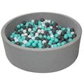 Soft Jersey Baby Kids Children Ball Pit with 900 Balls, Gift, Diameter 125 cm (Balls Colours: White, Grey, Turquoise)