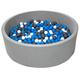 Soft Jersey Baby Kids Children Ball Pit with 600 Balls, Gift, Diameter 125 cm (Balls Colours: White, Blue, Grey)