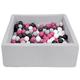 Soft Jersey Baby Kids Children Ball Pit with 300 Balls, Gift, 90x90 cm (Balls Colours: Black,White,Pink, Grey)