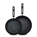 Scoville NEVERSTICK 2 Piece Frying Pan Set, 24cm & 28cm Frying Pans - Non Stick Pans, Suitable for Gas, Electric & Induction Hobs, Aluminium, PFOA Free, Black