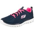 Skechers Women's 12615 GRACEFUL GET CONNECTED Sneaker, Navy Mesh / Hot Pink Trim, 2 UK