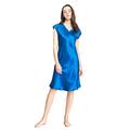 LilySilk Women's 100 Mulberry Silk Nightgown Long Short Sleeve Nightdress 22 Momme Pure Silk Diamond Blue Size 14/Extra M
