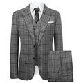 Hanayome Mens Suits 3 Piece Suit Slim Fit Plaid Tuxedo Suits Men Business Casual Jacket & Waistcoat & Trousers -Grey 36