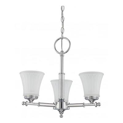 Nuvo Lighting 64266 - 3 Light Polished Chrome Frosted Etched Glass Shades Chandelier Light Fixture (Teller - 3 Light Chandelier w/ Frosted Etched Glass)