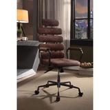 17 Stories Demetra Genuine Leather Task Chair Upholstered/Metal in Gray/Brown | 45 H x 22 W x 27 D in | Wayfair 128BE09D474645698B7BD43569D21983